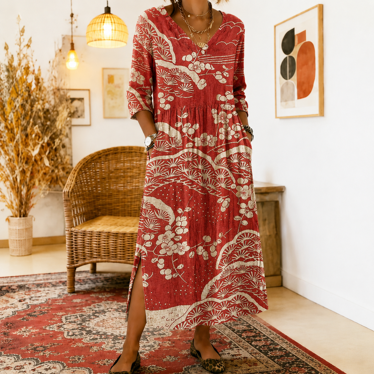 Natalia | Vestido Boho con Detalles Étnico