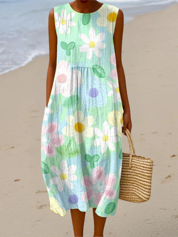 Fortunata - Vestido Midi Margaritas Pastel