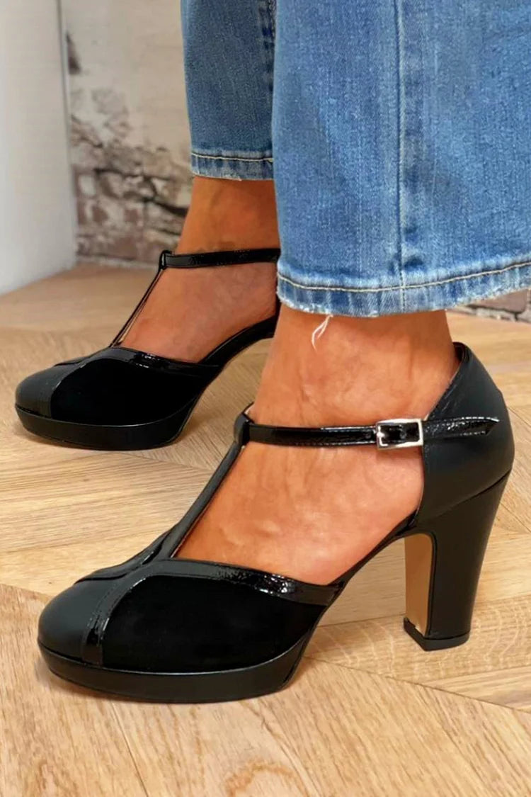 Veliora™ | Zapatos de tacón con plataforma y tiras en T