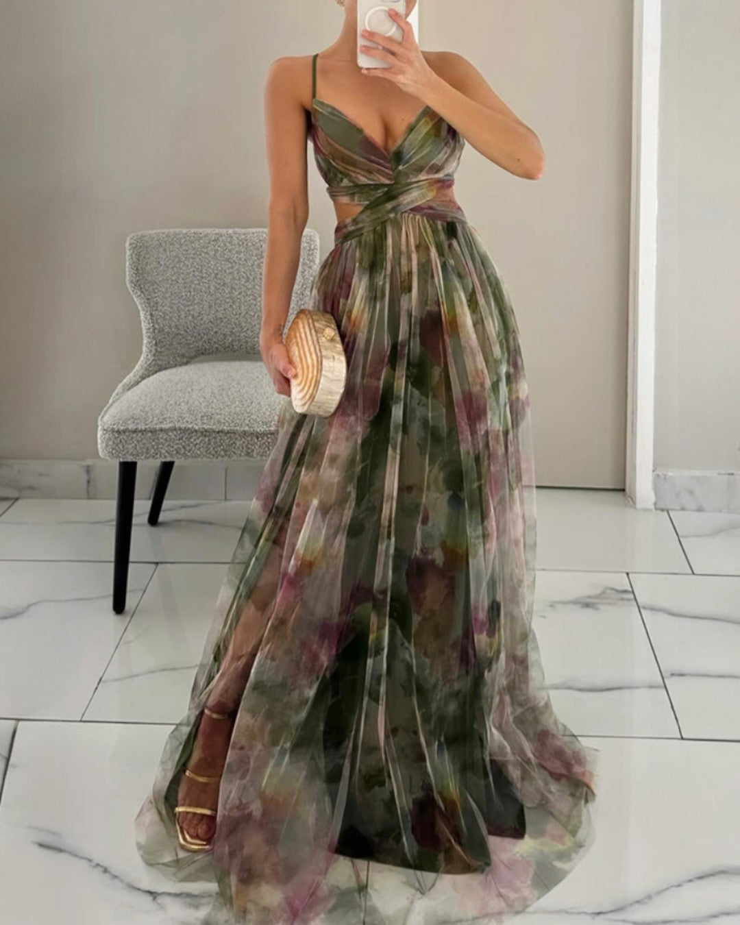 Claudia - Encantador vestido largo con estampado floral