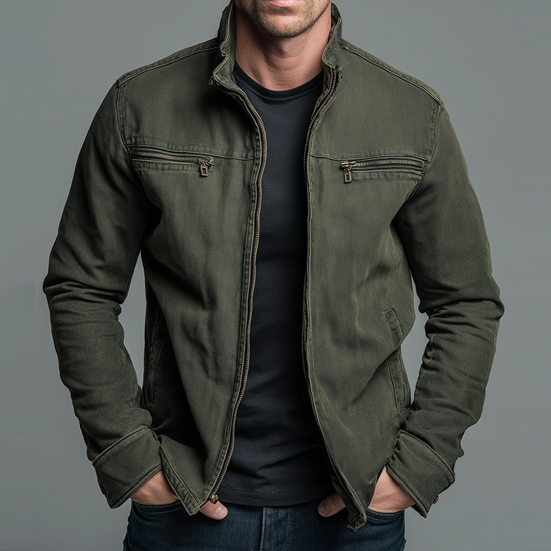 CARLOS™ | Chaqueta Vintage de Algodón con Cremallera