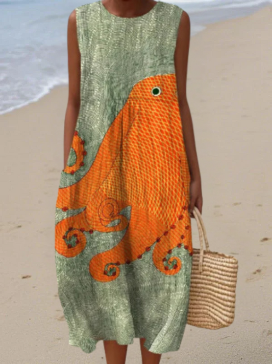 Clelia - Vestido Midi Pulpo Marino