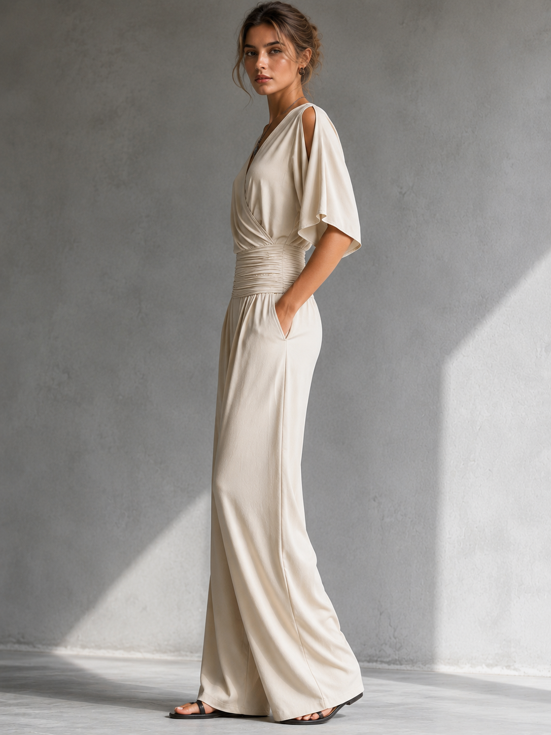 Alma | Conjunto elegante con efecto cruzado y pernera ancha
